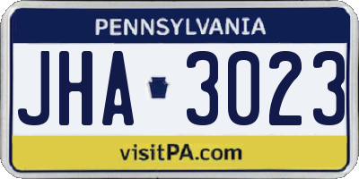 PA license plate JHA3023