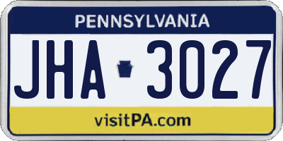 PA license plate JHA3027