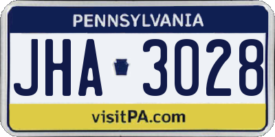 PA license plate JHA3028