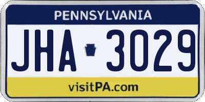 PA license plate JHA3029
