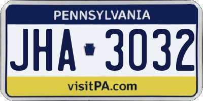 PA license plate JHA3032