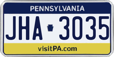 PA license plate JHA3035