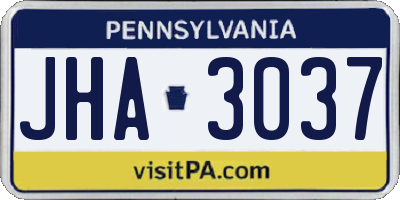 PA license plate JHA3037
