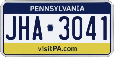PA license plate JHA3041