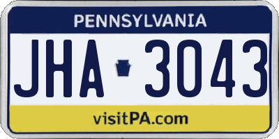 PA license plate JHA3043
