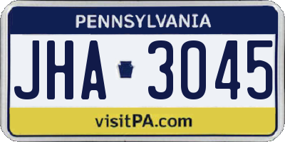 PA license plate JHA3045