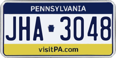 PA license plate JHA3048