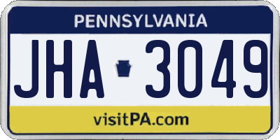 PA license plate JHA3049