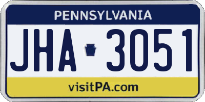PA license plate JHA3051