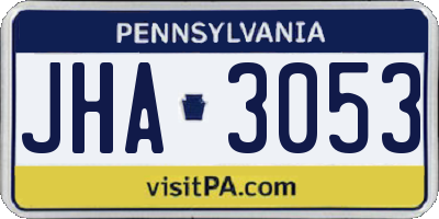 PA license plate JHA3053
