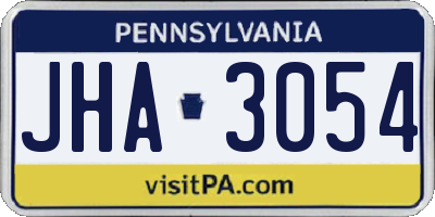 PA license plate JHA3054