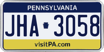 PA license plate JHA3058