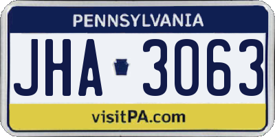 PA license plate JHA3063