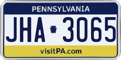 PA license plate JHA3065