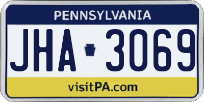 PA license plate JHA3069