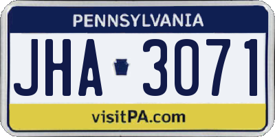 PA license plate JHA3071