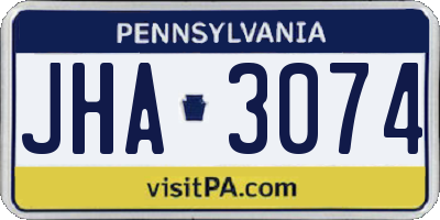 PA license plate JHA3074