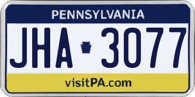 PA license plate JHA3077