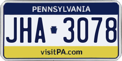 PA license plate JHA3078