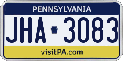 PA license plate JHA3083