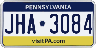 PA license plate JHA3084