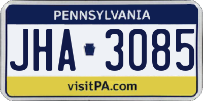 PA license plate JHA3085