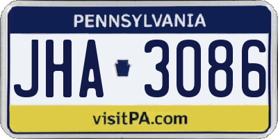 PA license plate JHA3086