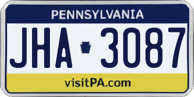 PA license plate JHA3087