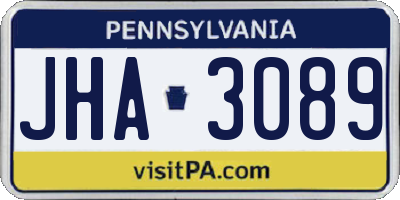 PA license plate JHA3089