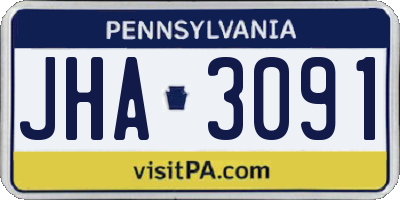 PA license plate JHA3091