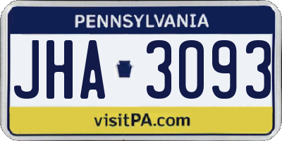 PA license plate JHA3093
