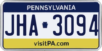 PA license plate JHA3094