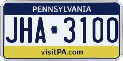 PA license plate JHA3100