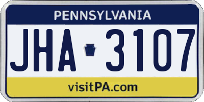 PA license plate JHA3107