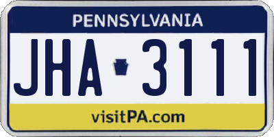 PA license plate JHA3111