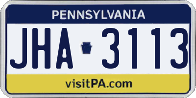 PA license plate JHA3113