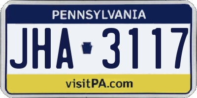PA license plate JHA3117