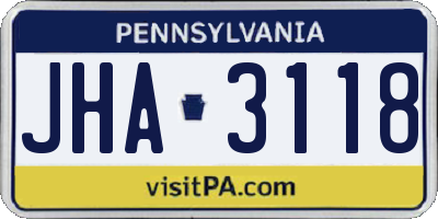 PA license plate JHA3118