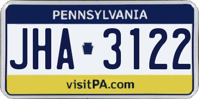 PA license plate JHA3122