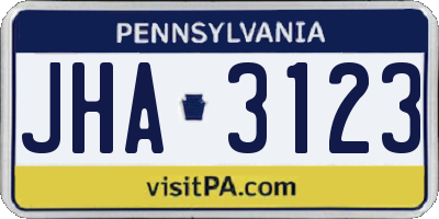 PA license plate JHA3123