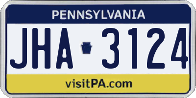 PA license plate JHA3124
