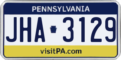 PA license plate JHA3129