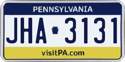 PA license plate JHA3131