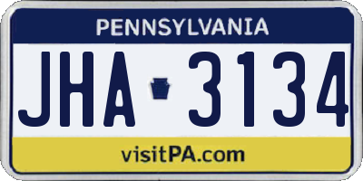 PA license plate JHA3134
