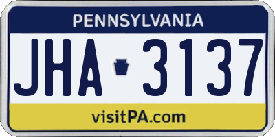 PA license plate JHA3137