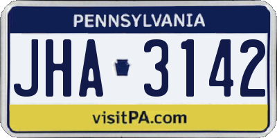 PA license plate JHA3142