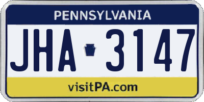 PA license plate JHA3147