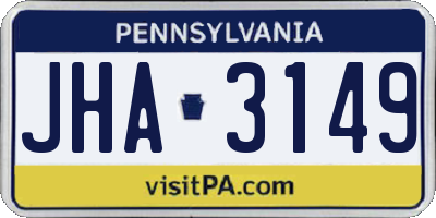 PA license plate JHA3149