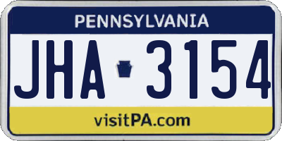 PA license plate JHA3154