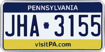 PA license plate JHA3155